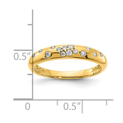 14K Yellow Gold Polished Real Diamond Sprinkle Ring