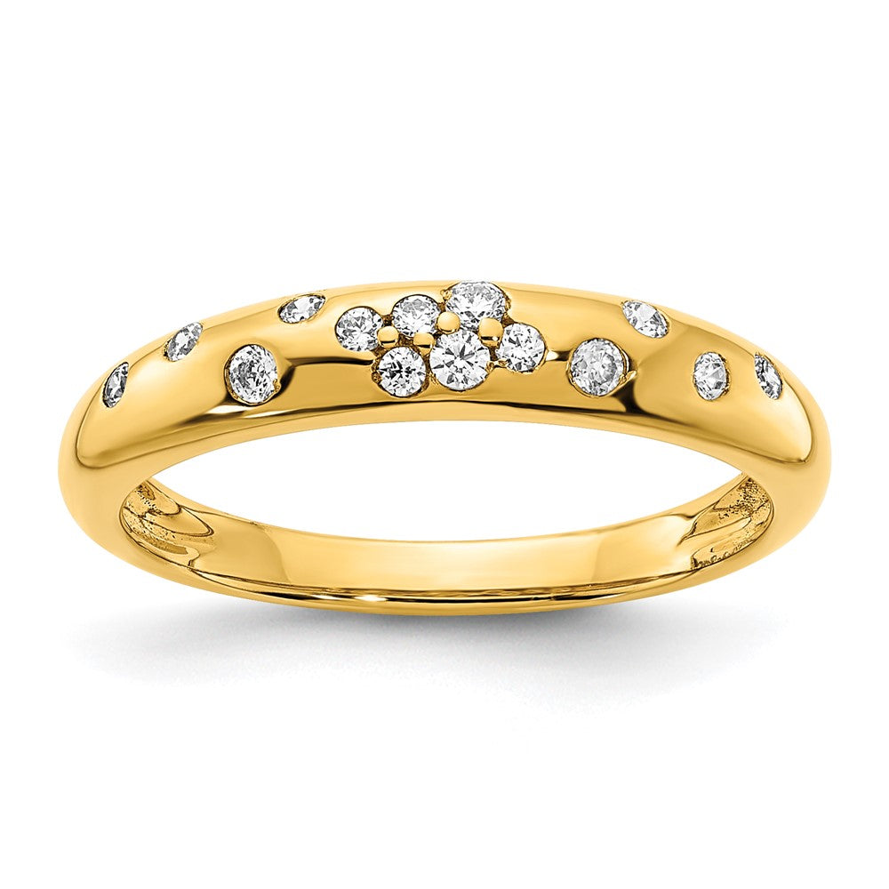 14K Yellow Gold Polished Real Diamond Sprinkle Ring