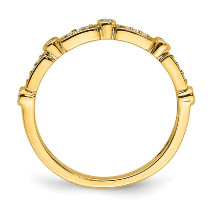 14k Tri-color Gold Polished Set of 3 Real Diamond Rings