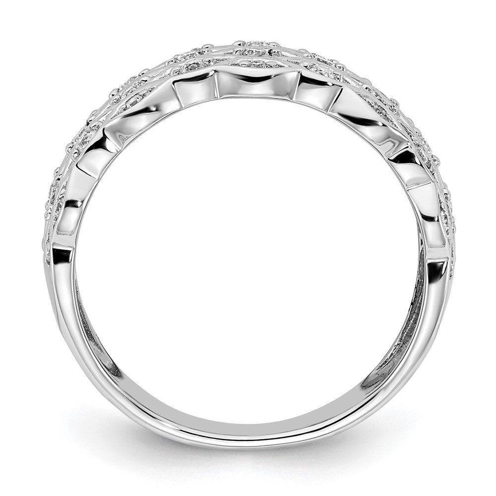 14k White Gold Polished Fancy Real Diamond Ring