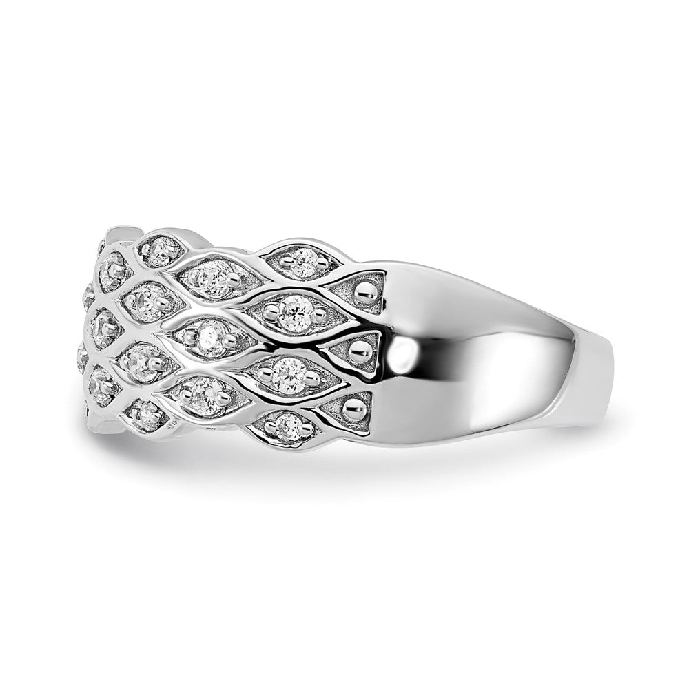 14k White Gold Polished Fancy Real Diamond Ring