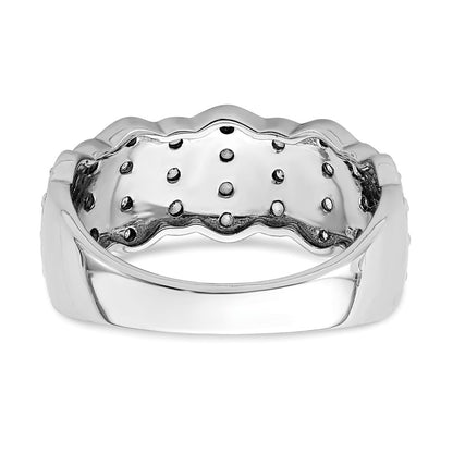 14k White Gold Polished Fancy Real Diamond Ring