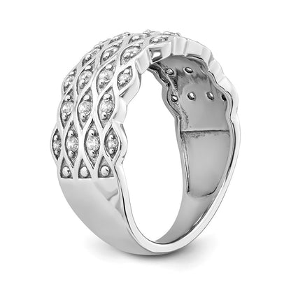 14k White Gold Polished Fancy Real Diamond Ring