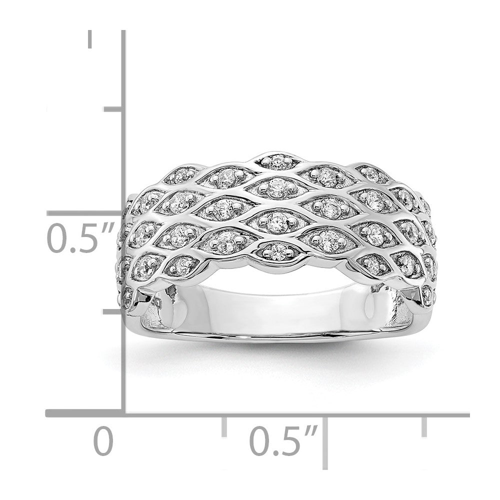 14k White Gold Polished Fancy Real Diamond Ring