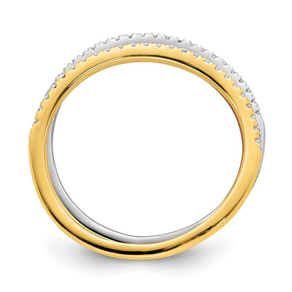14k Tri-color Gold Polished Set of 3 Real Diamond Rings
