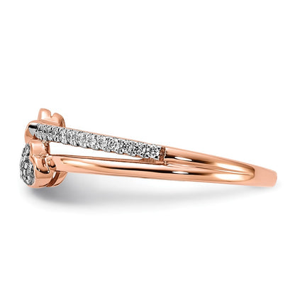 14k Rose Gold Polished Hearts Real Diamond Ring