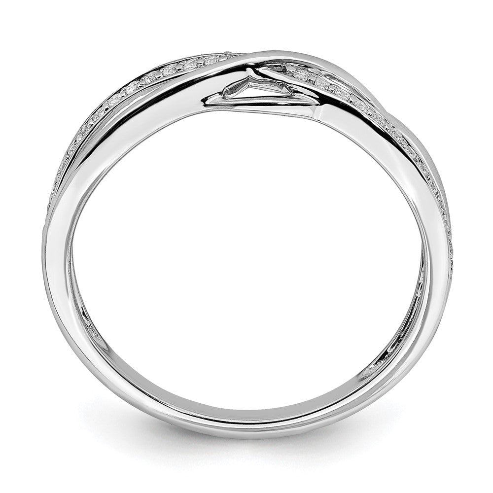 14k White Gold Polished Wavy Design Real Diamond Ring