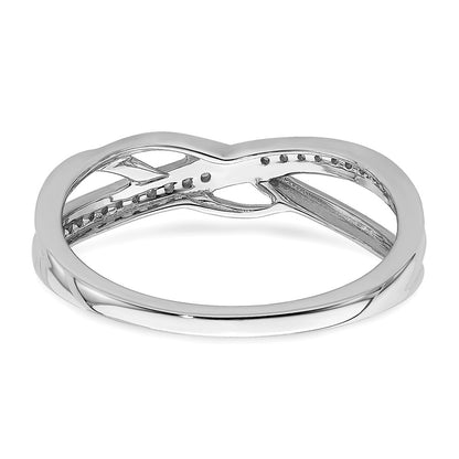 14k White Gold Polished Wavy Design Real Diamond Ring