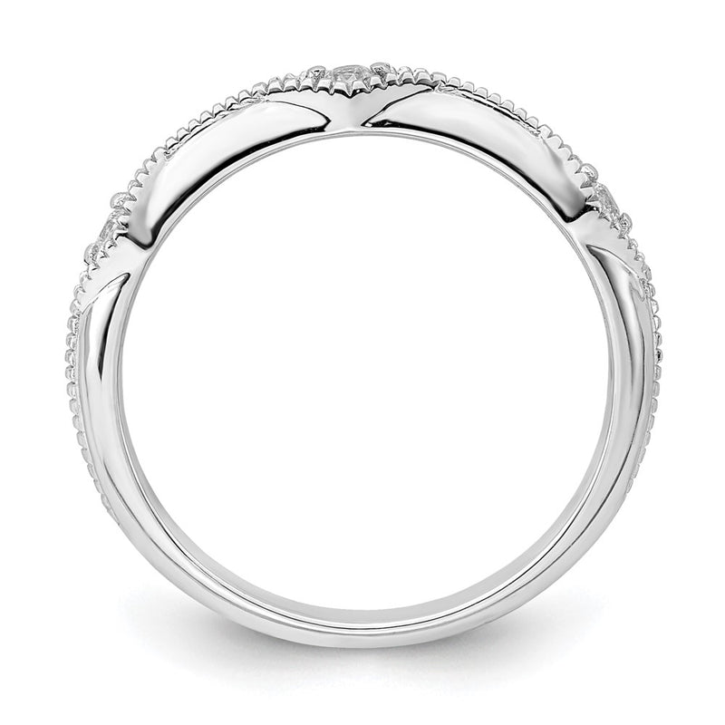 14k White Gold Polished Knife Edge Real Diamond Ring