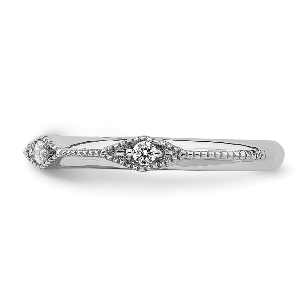 14k White Gold Polished Knife Edge Real Diamond Ring