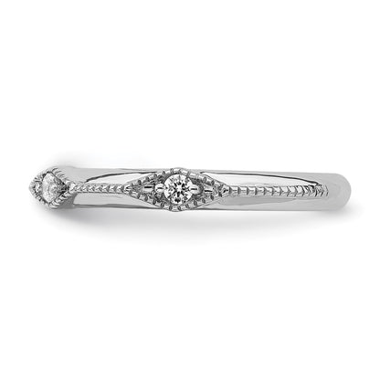14k White Gold Polished Knife Edge Real Diamond Ring