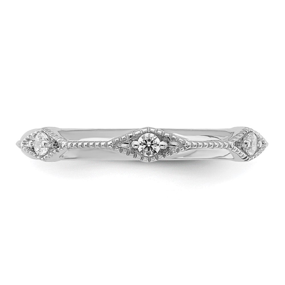 14k White Gold Polished Knife Edge Real Diamond Ring