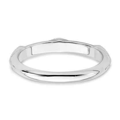 14k White Gold Polished Knife Edge Real Diamond Ring