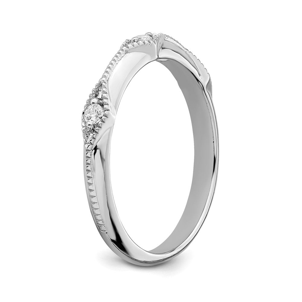 14k White Gold Polished Knife Edge Real Diamond Ring