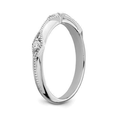 14k White Gold Polished Knife Edge Real Diamond Ring