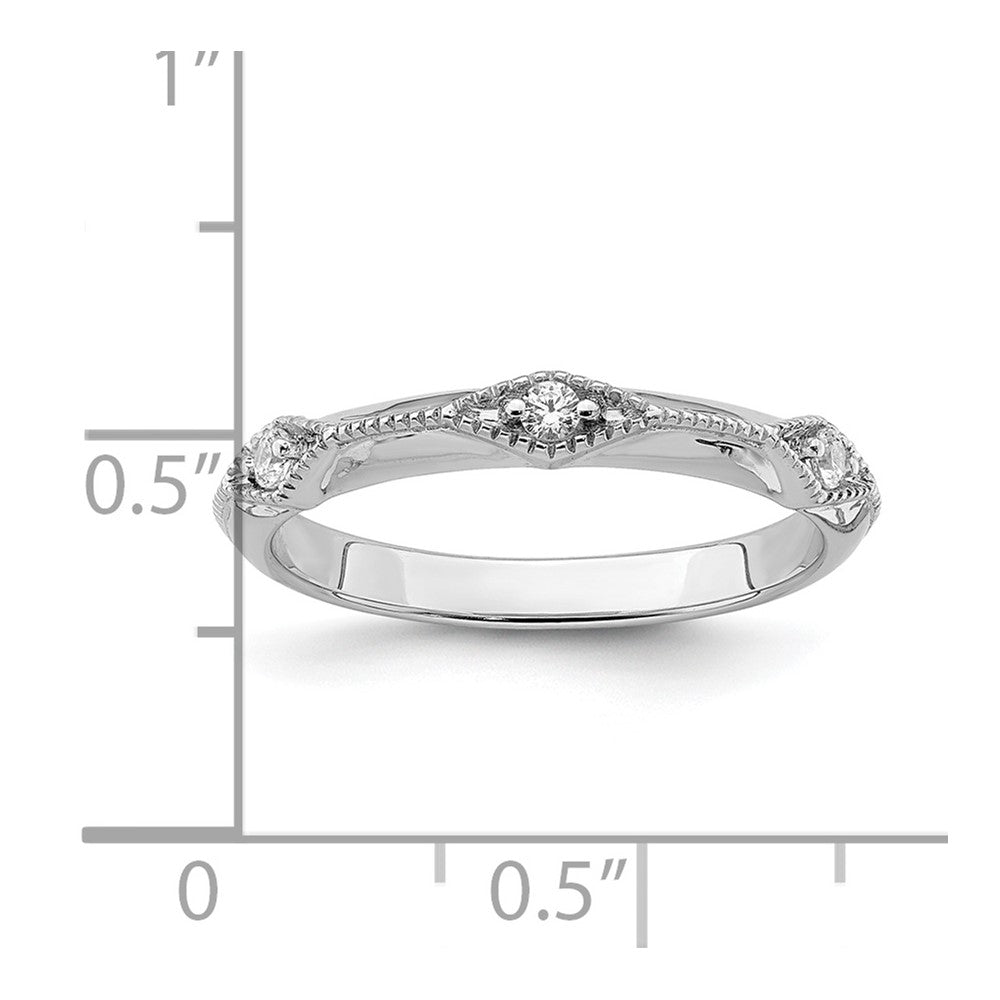 14k White Gold Polished Knife Edge Real Diamond Ring