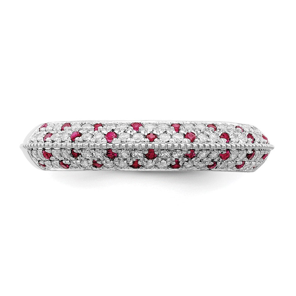 14k White Gold Polished Ruby and Real Diamond Ring