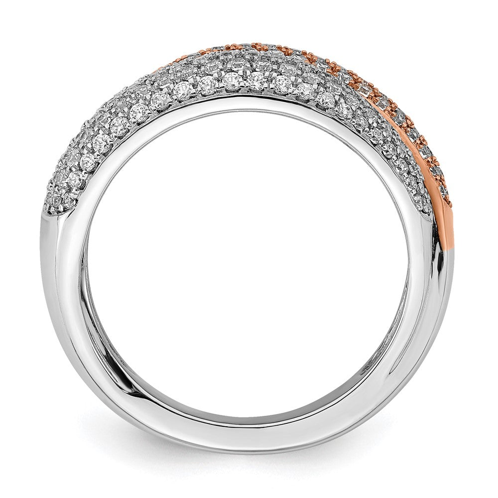 14k Two-Tone Gold Polished Pave Real Diamond Ring