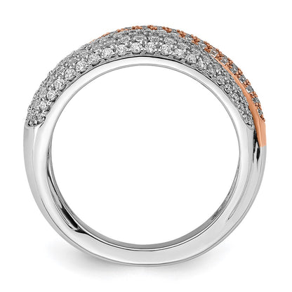 14k Two-Tone Gold Polished Pave Real Diamond Ring