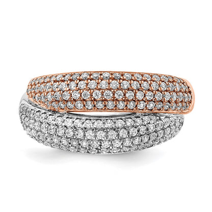 14k Two-Tone Gold Polished Pave Real Diamond Ring