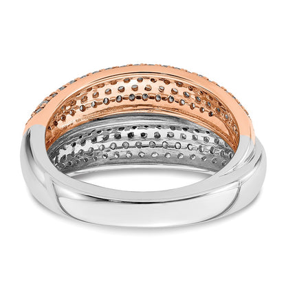 14k Two-Tone Gold Polished Pave Real Diamond Ring