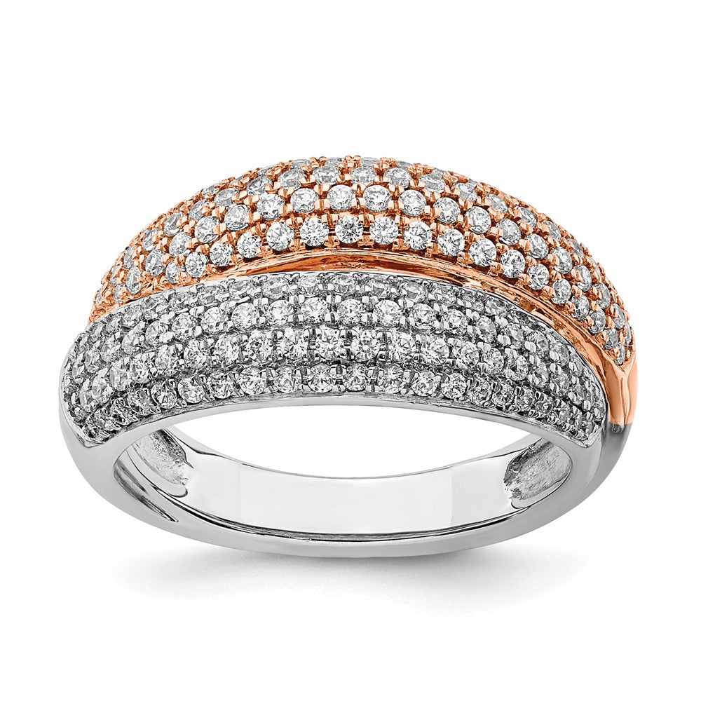 14k Two-Tone Gold Polished Pave Real Diamond Ring