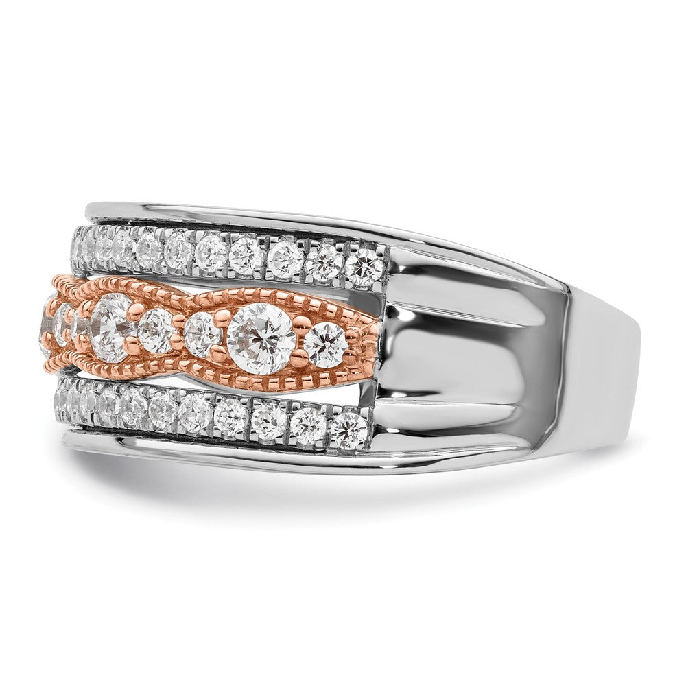 1.00ct. CZ Solid Real 14k White and Rose Gold Complete Wedding Wedding Band Ring