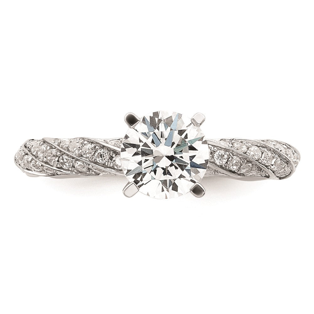 1.00ct. CZ Solid Real 14k White Twisted Round Engagement Ring