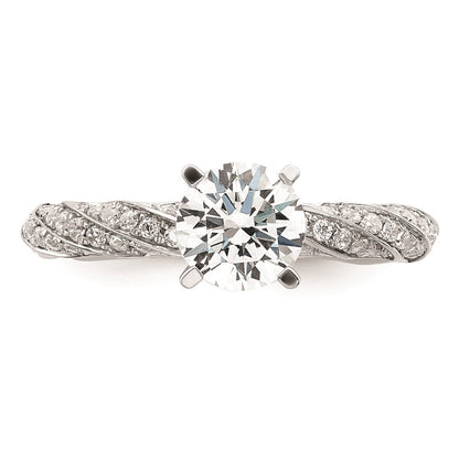 1.00ct. CZ Solid Real 14k White Twisted Round Engagement Ring