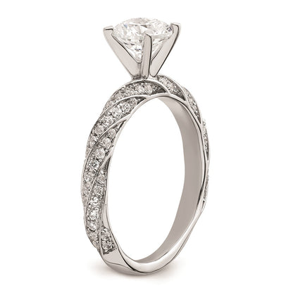 1.00ct. CZ Solid Real 14k White Twisted Round Engagement Ring