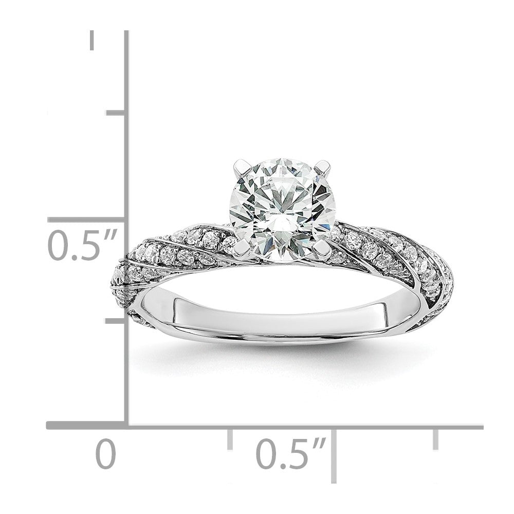 1.00ct. CZ Solid Real 14k White Twisted Round Engagement Ring