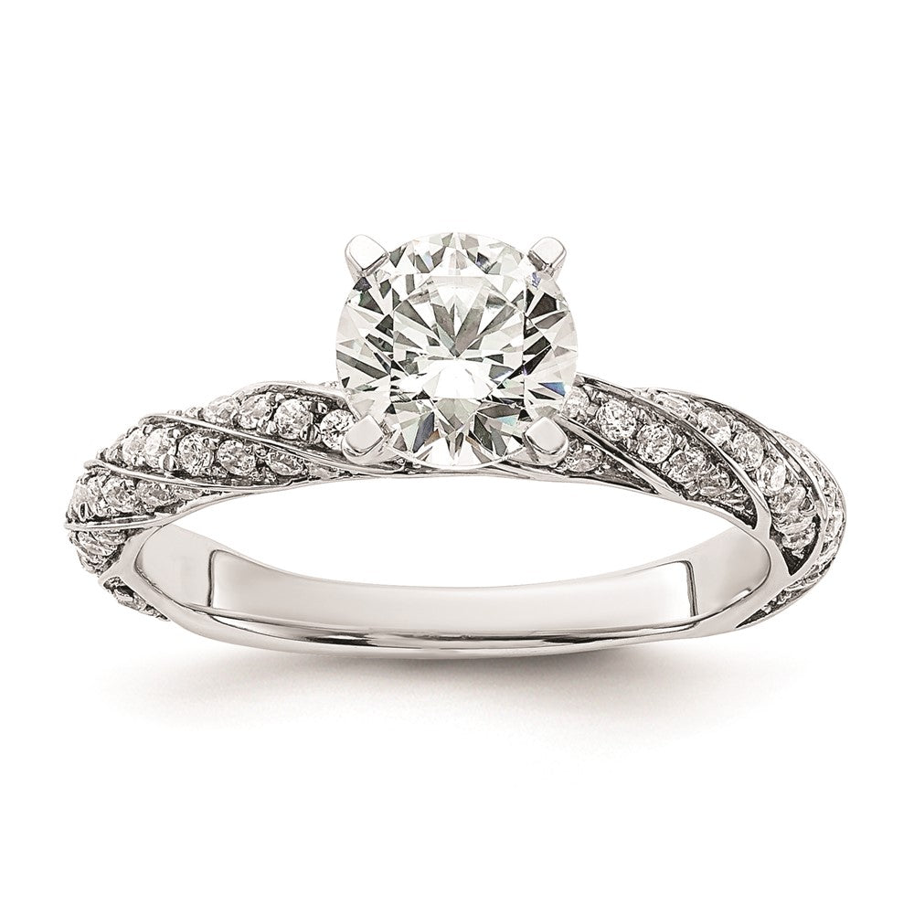 1.00ct. CZ Solid Real 14k White Twisted Round Engagement Ring