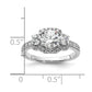 1.00ct. CZ Solid Real 14K White 3-Stone Halo Engagement Ring