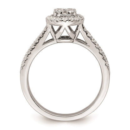 0.75ct. CZ Solid Real 14k White Complete Dia. Oval Halo Cluster Engagement Ring