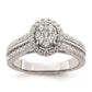 0.75ct. CZ Solid Real 14k White Complete Dia. Oval Halo Cluster Engagement Ring