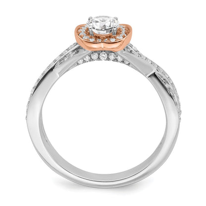 0.33ct. CZ Solid Real 14k White & Rose Gold Polish Complete Round Eng Ring