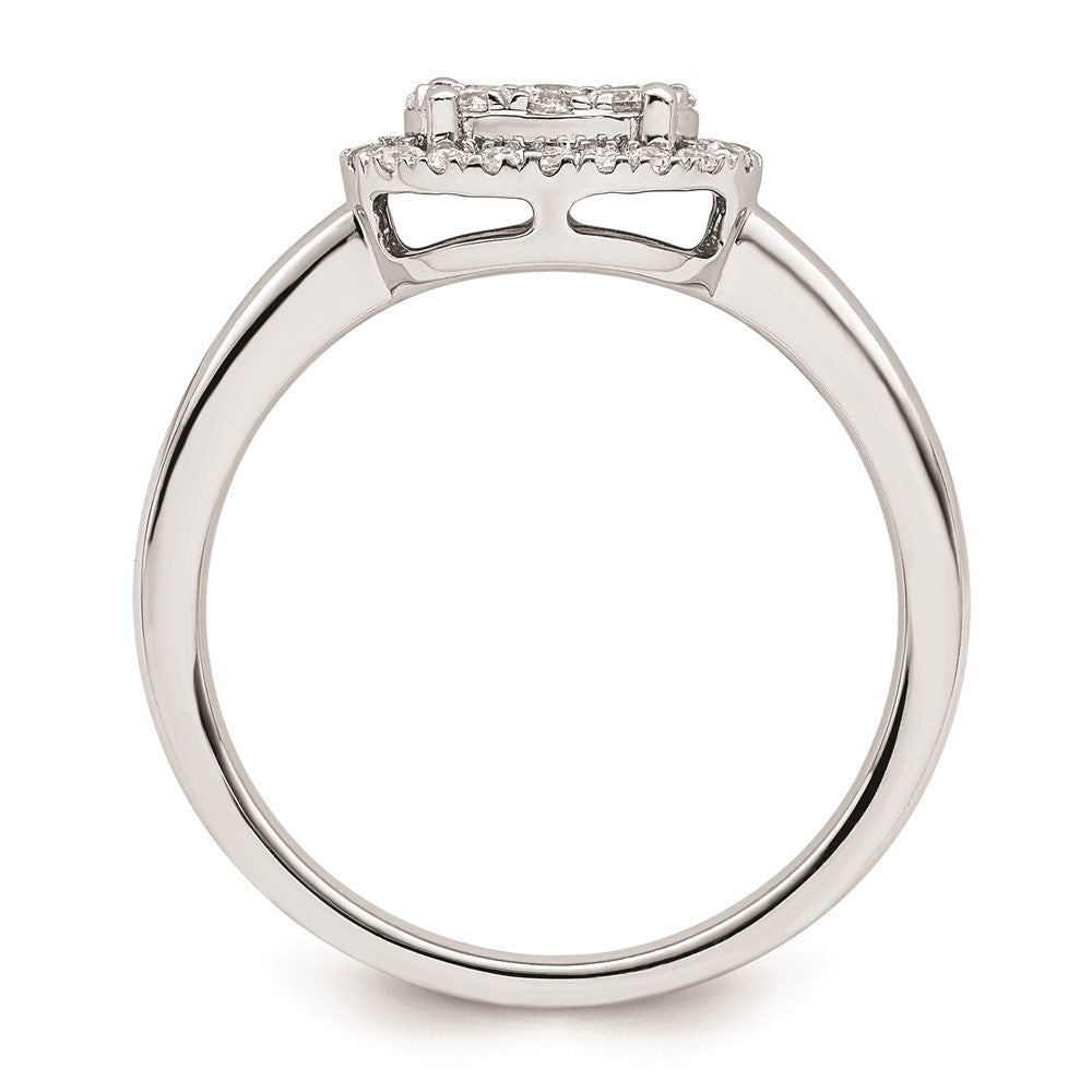 0.30ct. CZ Solid Real 14k White Complete Dia. Oval Halo Cluster Engagement Ring