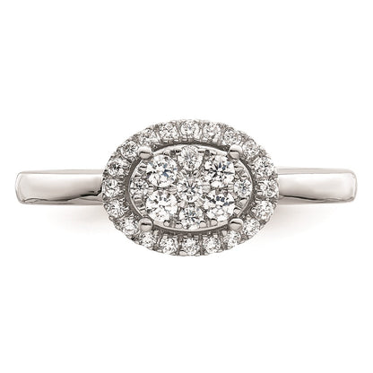 0.30ct. CZ Solid Real 14k White Complete Dia. Oval Halo Cluster Engagement Ring