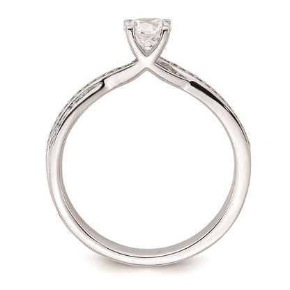 0.40ct. CZ Solid Real 14k White Gold Round Complete By-Pass Engagement Ring