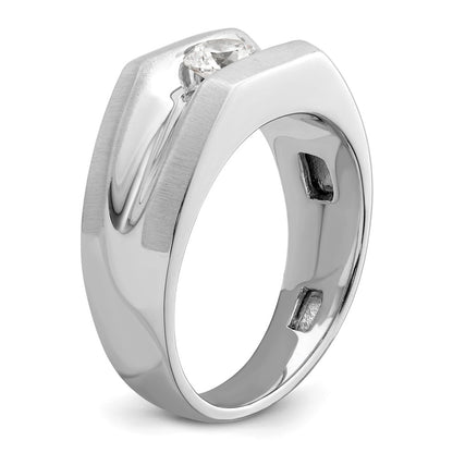 0.50ct. CZ Solid Real 14K White Gold 1-Stone Polished Men's Ring