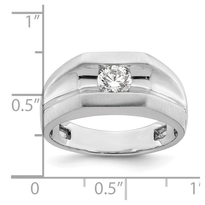 0.50ct. CZ Solid Real 14K White Gold 1-Stone Polished Men's Ring