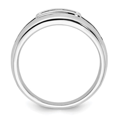 0.25ct. CZ Solid Real 14K White Gold Complete White and Black Men's Ring