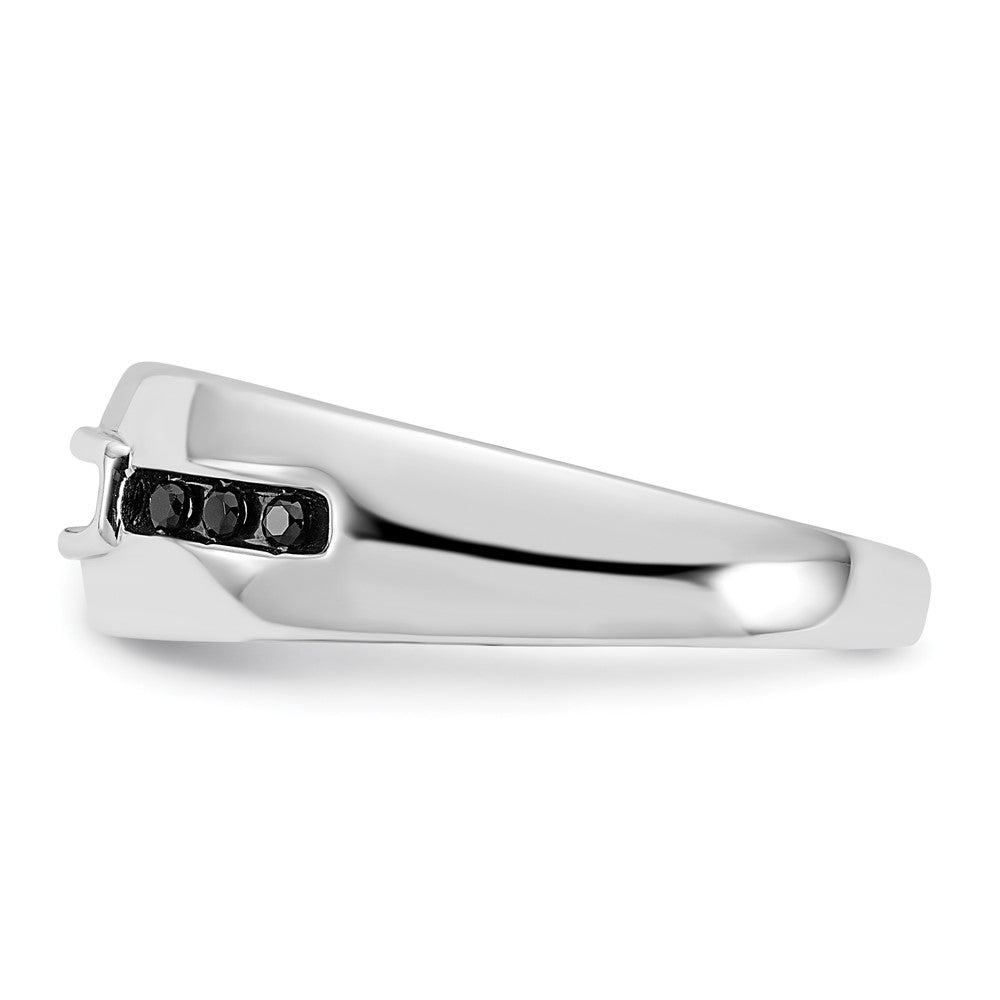0.25ct. CZ Solid Real 14K White Gold Complete White and Black Men's Ring