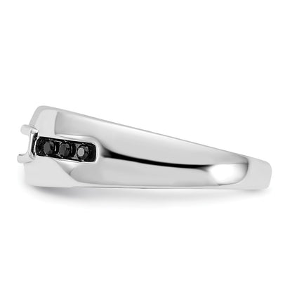 0.25ct. CZ Solid Real 14K White Gold Complete White and Black Men's Ring