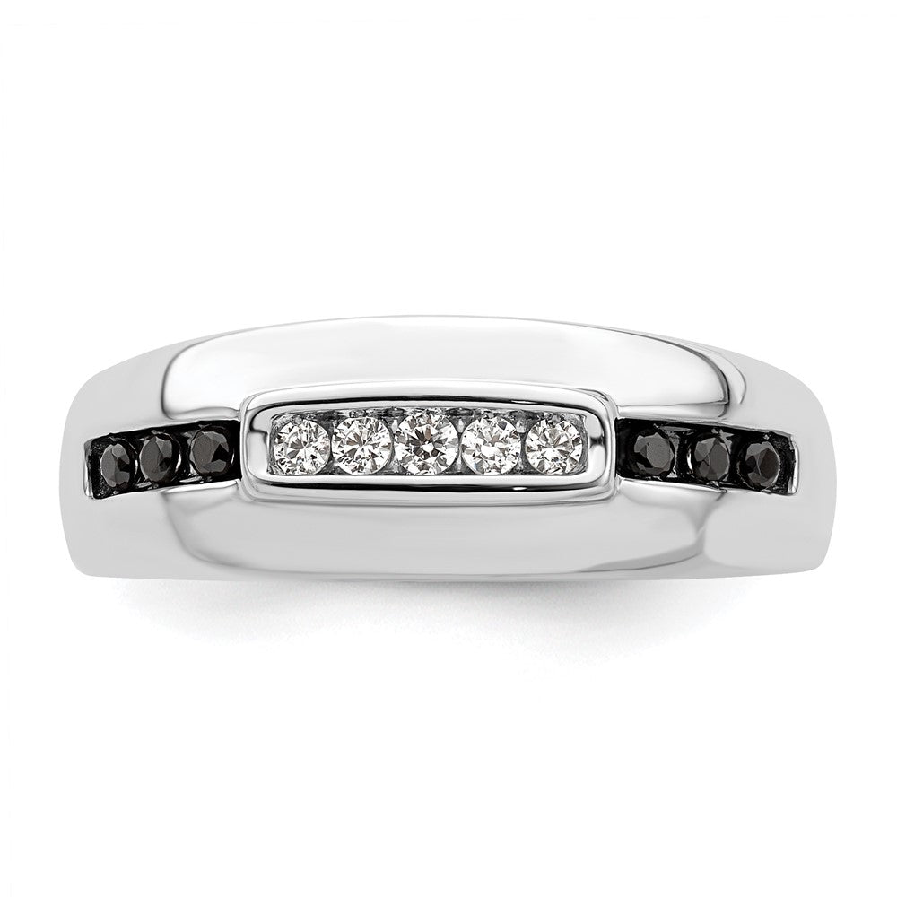 0.25ct. CZ Solid Real 14K White Gold Complete White and Black Men's Ring