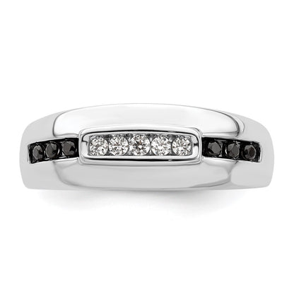 0.25ct. CZ Solid Real 14K White Gold Complete White and Black Men's Ring