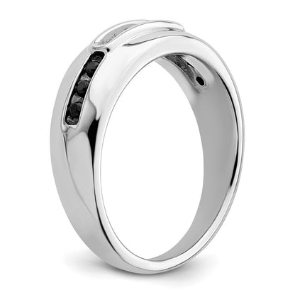 0.25ct. CZ Solid Real 14K White Gold Complete White and Black Men's Ring