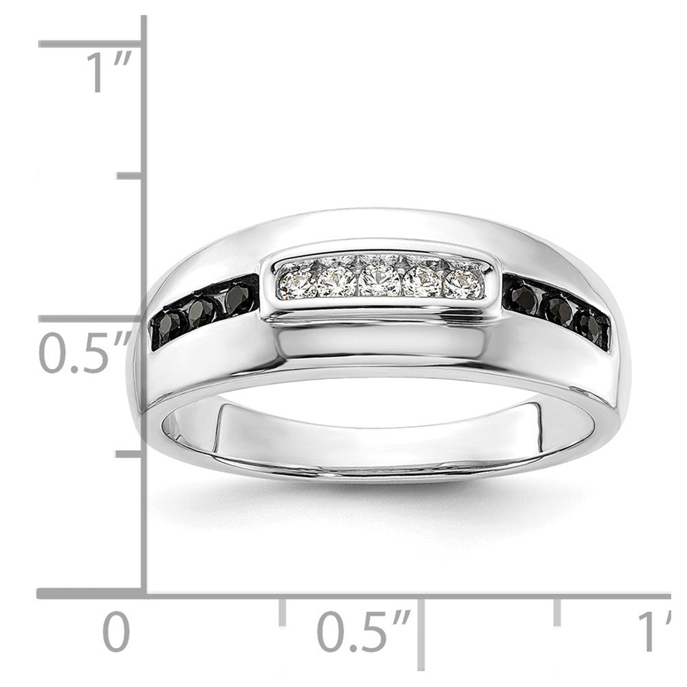 0.25ct. CZ Solid Real 14K White Gold Complete White and Black Men's Ring