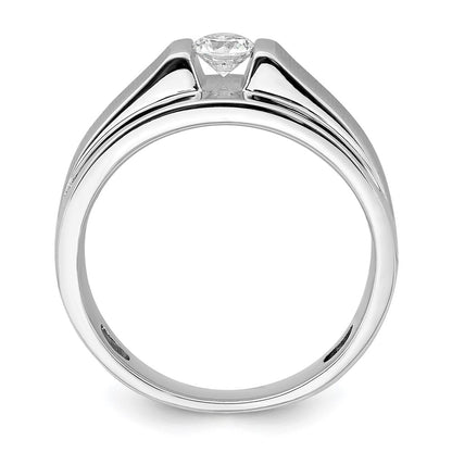 0.33ct. CZ Solid Real 14K White Gold Complete Men's Ring