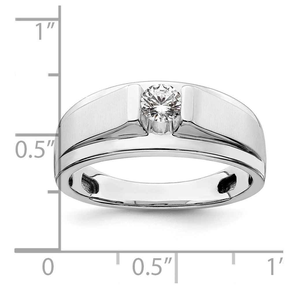 0.33ct. CZ Solid Real 14K White Gold Complete Men's Ring